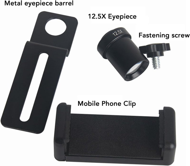 CHEOTIME Microscope Phone Adapter, 12.5X Optical Glass Lens Smartphone Mount Eyepiece Connector for 23.2mm Biological Microscopes 70-90mm Phones for Photo Video Capture - Image 4